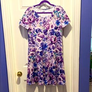 Floral Purple and Blue Dress 2XL- NWOT